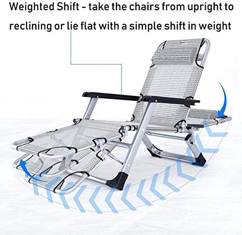 Sun Lounger Garden Chairs Foldable Deck Chair Folding Bed Single Zero Gravity, Patio Breathable Recliner Outdoor Patio Beach Metal Frame Camping Bed (Color, Gray),Gray