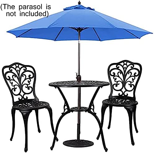 3 Piece Aluminum Patio Bistro Set with Butterfly Design - All Weather Patio Furniture Sets with Umbrella Hole - Outdoor Table and Chairs Bistro Table Set for Yard, Balcony
