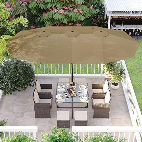 SONGMICS 460 x 270 cm Double-Sided Parasol Umbrella, Extra Large Garden Patio Parasol, Twin Sun Shade Canopy, UPF 50+ Protection, Crank, for Market Outdoor Garden Terrace, No Base