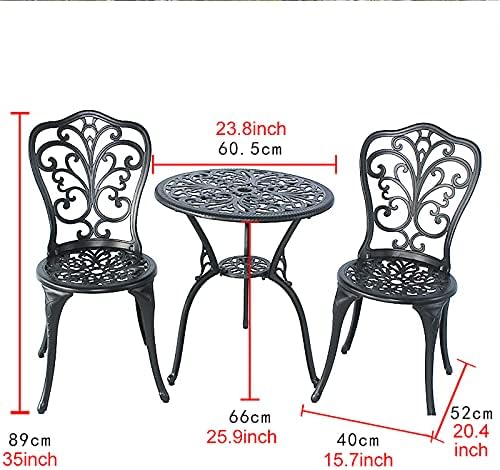 3 Piece Aluminum Patio Bistro Set with Butterfly Design - All Weather Patio Furniture Sets with Umbrella Hole - Outdoor Table and Chairs Bistro Table Set for Yard, Balcony