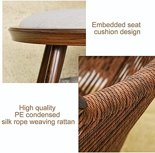 3 Piece Outdoor Bistro Set with Aluminum Alloy Frame, Outdoor All Weather Woven Rope Patio Conversation Set, Patio Furniture Sets with Cushions for Balcony, Garden, Backyard, Brown/Natural Color