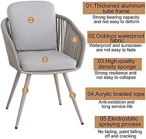3 Piece Patio Bistro Set - Outdoor All Weather Woven Rope Patio Furniture Sets with Cushions - Patio Conversation Set for Balcony, Garden, Balcony, Deck, Backyard