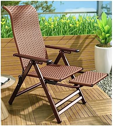 Zero Gravity Lounge Chair - Outdoor Folding Recliner with Telescopic Footrest, Wicker Rattan Design for Patio, Beach, Pool, Lawn & Camping - Indoor & Office Use (Brown)