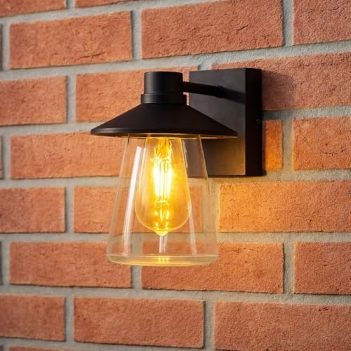 CGC Lighting Outdoor Outside Wall Light Traditional, E27 Bulb, Mains Powered, Garden, Porch, Patio (Black)