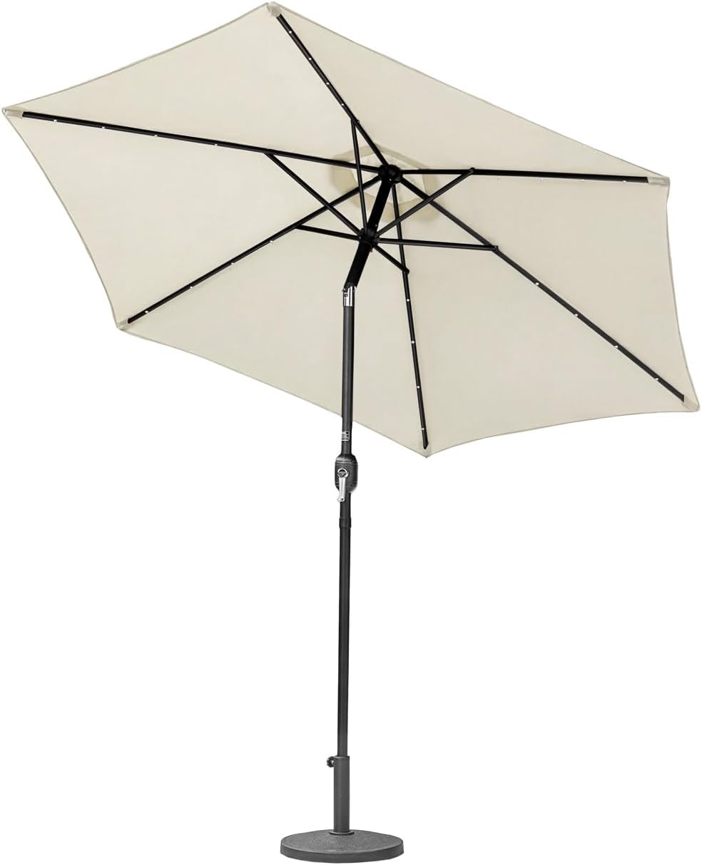 Harrier 2.7m Garden Parasol with Crank Handle & Tilt Function [5 Colour Options] – Outdoor Garden Patio Umbrella with Optional Waterproof Cover + Weights