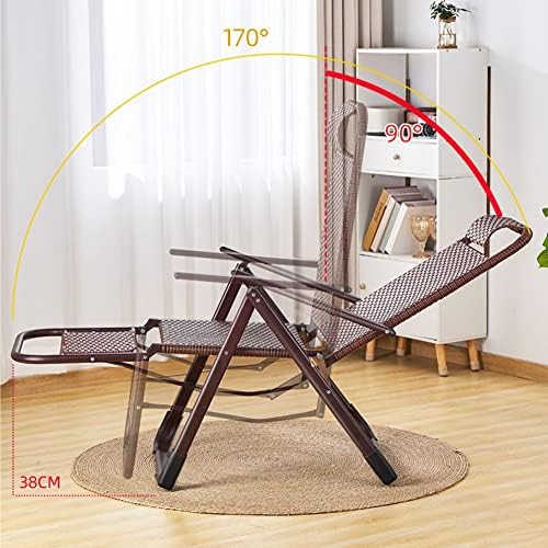 Adjustable Outdoor Sun Lounger - Portable Zero Gravity Folding Chaise Lounge Chair with Pillow for Pool, Beach, Patio, Lawn & Camping - Durable Steel Frame & Woven Rattan (Brown)