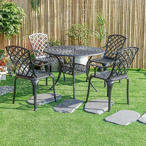 Hi-Line Gift Ltd. Timeless Beauty- Stylish Cast Aluminium Bistro Set in Black