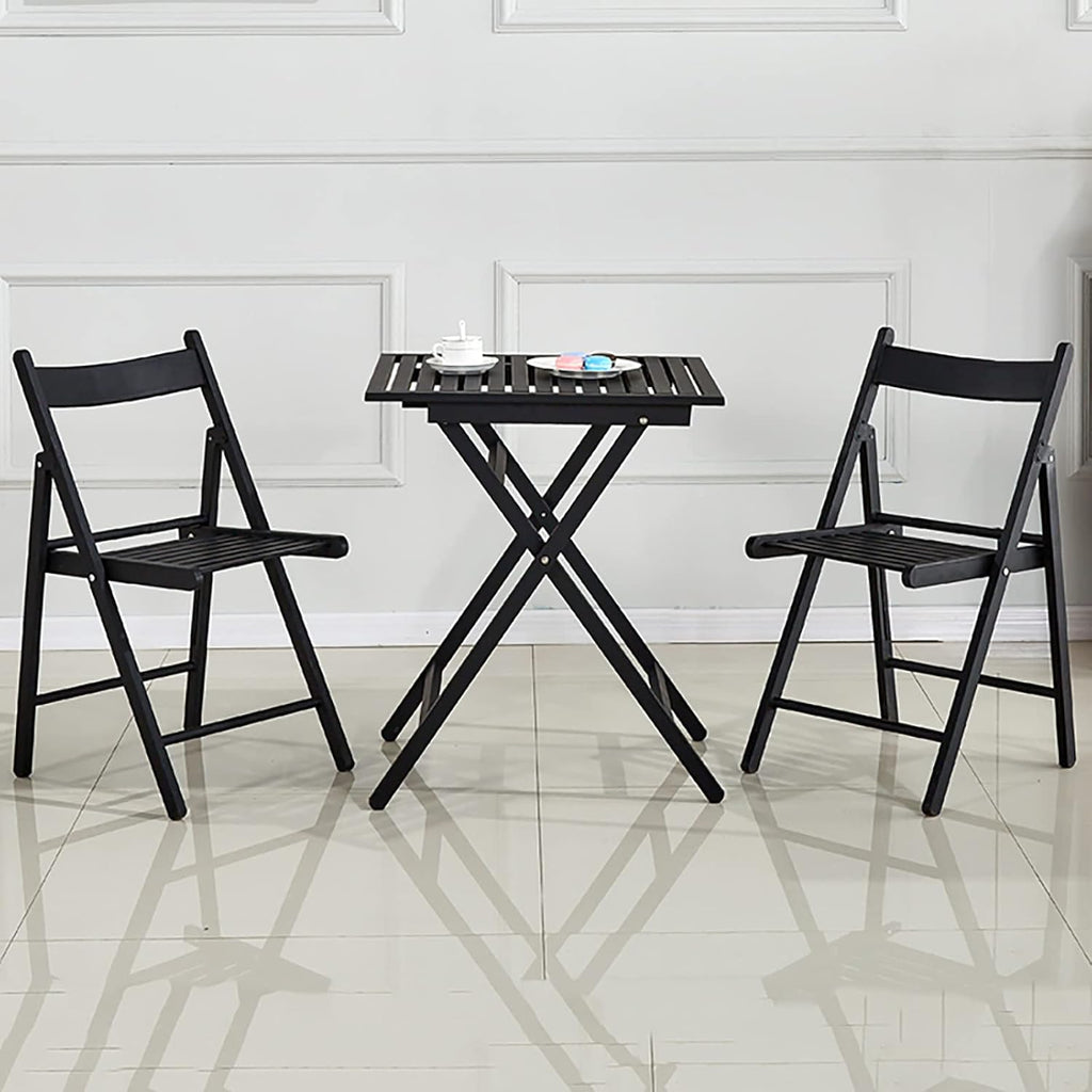 3-Piece Modern Patio Furniture Set with Slat Design - All-Weather Foldable Patio Table and Chairs with Metal Frame - Outdoor Bistro Set for Small Space, Deck, Lawn,Porch, Garden Balcony