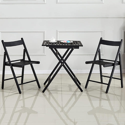 3-Piece Modern Patio Furniture Set with Slat Design - All-Weather Foldable Patio Table and Chairs with Metal Frame - Outdoor Bistro Set for Small Space, Deck, Lawn,Porch, Garden Balcony
