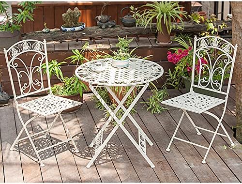 Garden Furniture Set Terrace Bistro Tables and Chairs Garden Dialogue Suit, Weather-resistant Indoor Outdoor Folding Dining Tables and Chairs, Courtyard Metal Coffee Table Seat Lawn Chair, O