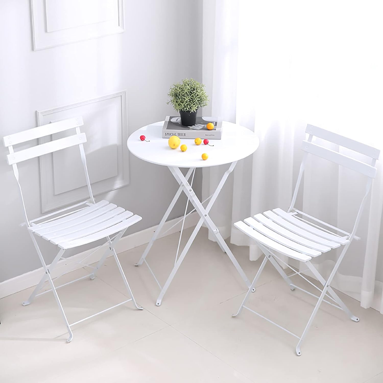 Patio Bistro Set - Outdoor Patio Furniture Sets - 3 Piece Foldable Patio Table and Chairs for Backyard Lawn Balcony