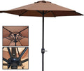 Parasol Umbrella Brown Windproof Patio Umbrella, Perfect Outdoor Table Umbrella with Crank Lift Handle, 6.6 Feet for Gazebo Dock, UV Protection (Color : Without Base)