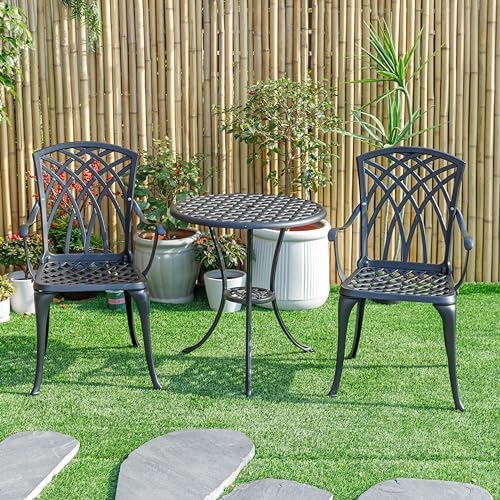Hi-Line Gift Ltd. A Touch of Class- Black Cast Aluminium Bistro Set for Your Space