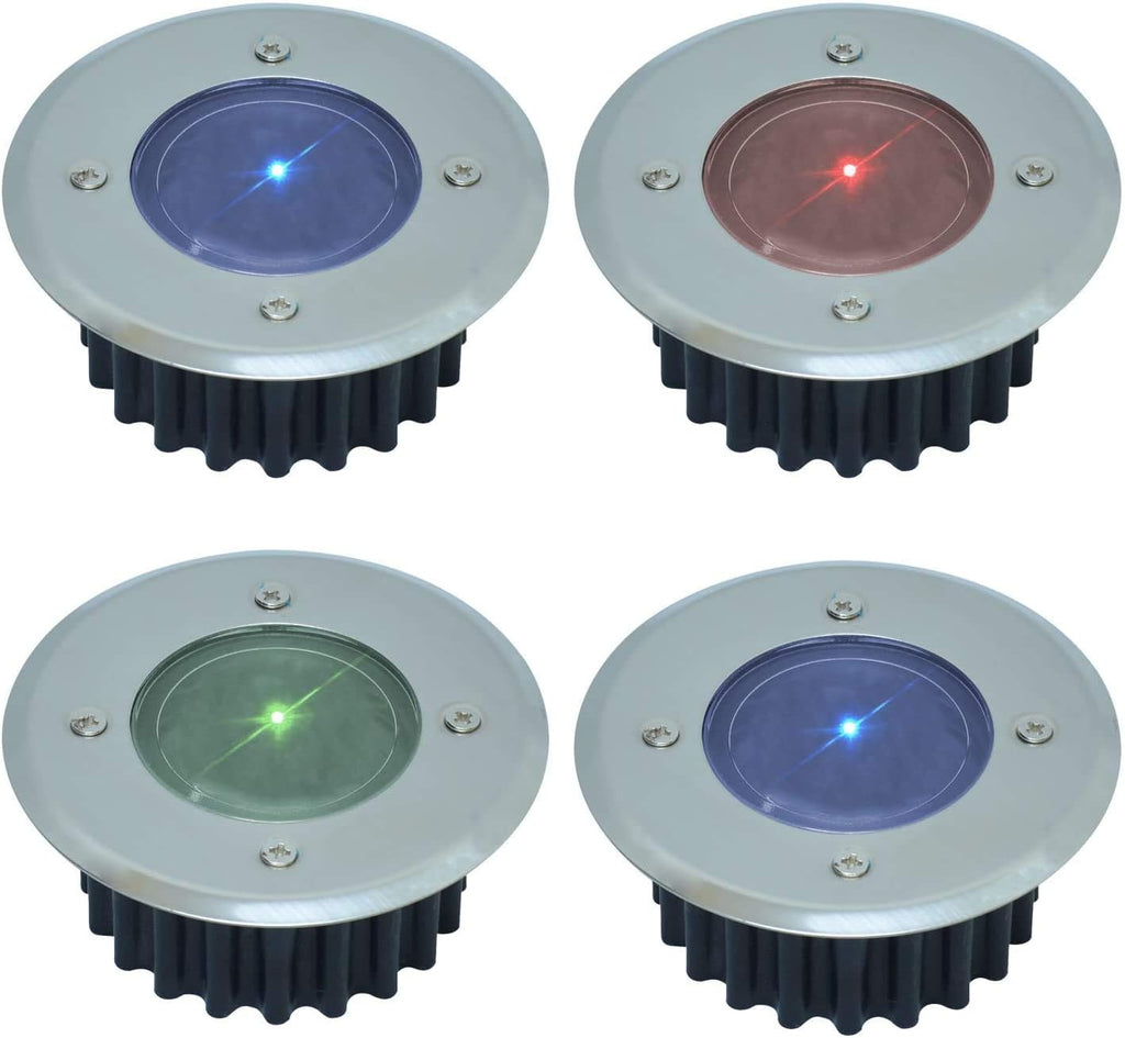 White or Colour Changing Stainless Steel Solar Powered Outdoor LED Deck Decking Lights Waterproof Weather Resistant - Pathway Garden Deck Lawn Patio or Driveway Lights (Multi, x 4)