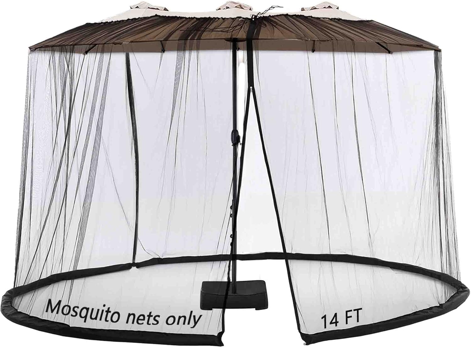 Mosquito Netting for Patio Umbrella 14FT Double Sided Patio Umbrella Canopy Netting &10X10 Ft gazebo (Black)(Does Not Contain Gazebo Patio Umbrella)