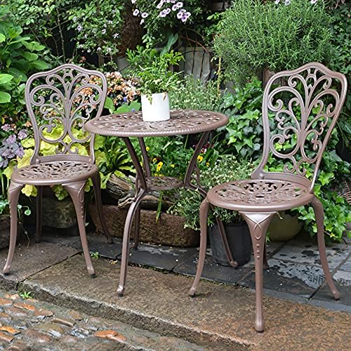 3 Piece Aluminum Patio Bistro Set with Butterfly Design - All Weather Patio Furniture Sets with Umbrella Hole - Outdoor Table and Chairs Bistro Table Set for Yard, Balcony
