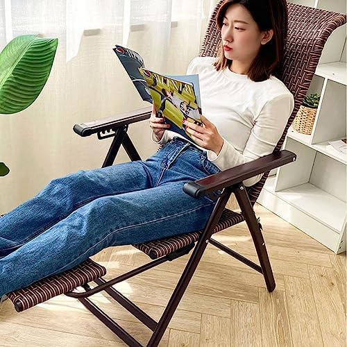 Zero Gravity Lounge Chair - Outdoor Folding Recliner with Telescopic Footrest, Wicker Rattan Design for Patio, Beach, Pool, Lawn & Camping - Indoor & Office Use (Brown)