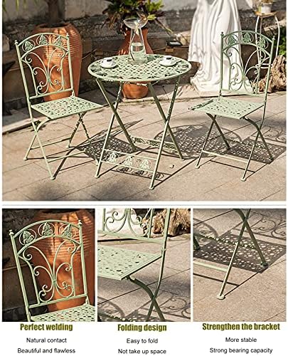 Garden Furniture Set Terrace Bistro Tables and Chairs Garden Dialogue Suit, Weather-resistant Indoor Outdoor Folding Dining Tables and Chairs, Courtyard Metal Coffee Table Seat Lawn Chair, O