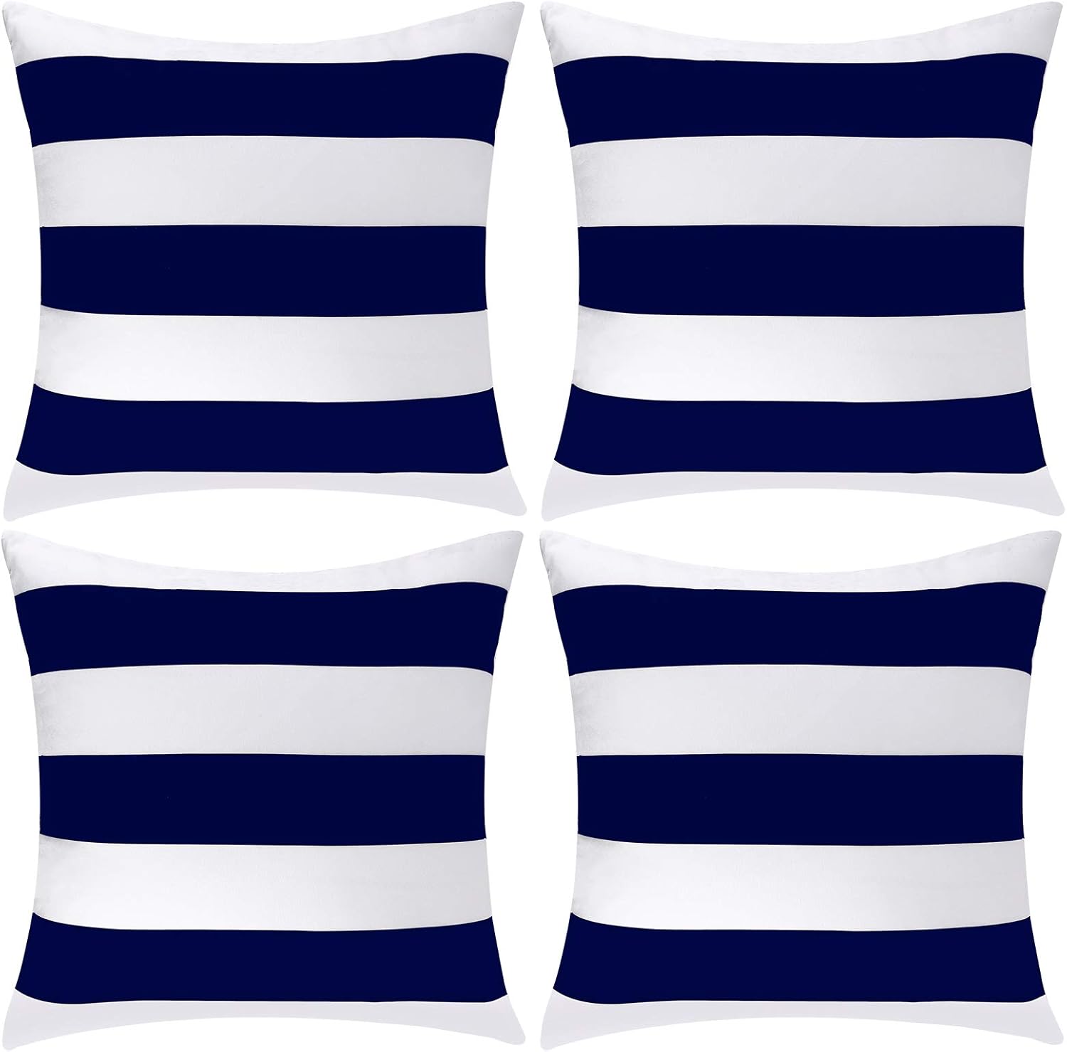ANECO Pack of 4 Waterproof Pillow Covers Outdoor Throw Pillowcases Square Garden Cushion Case for Home, Garden, Patio,Navy Blue,18 x 18 Inches