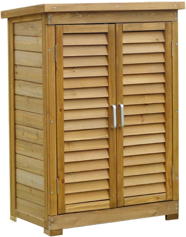 Garden Cabinets Multifunctional Outdoor Storage Cabinet Courtyard Mounted Tool Box Garage Shoe Rack Storage Shed (Color : Brown, Size : 694396cm)