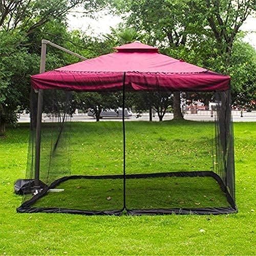Outdoor Garden Umbrella Your Parasol into a Gazebo Outdoor Sunshade Mosquito Nets Waterproof Anti-insect Roman Umbrella Screen Double Door Design for Patio Courtyard (Color : Black