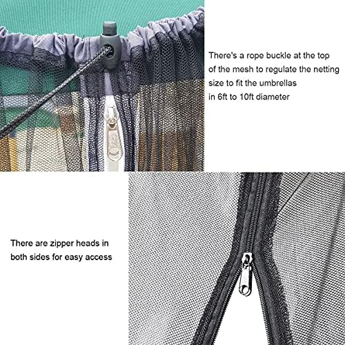 Mosquito Neting for 15FT Double-Sided Patio Umbrella Sunbrella Neting Double Zipper Water Pipe Bottom Used and for Patio Gazebo pop up canopy10x10 Interchangeable (Black 15ft)