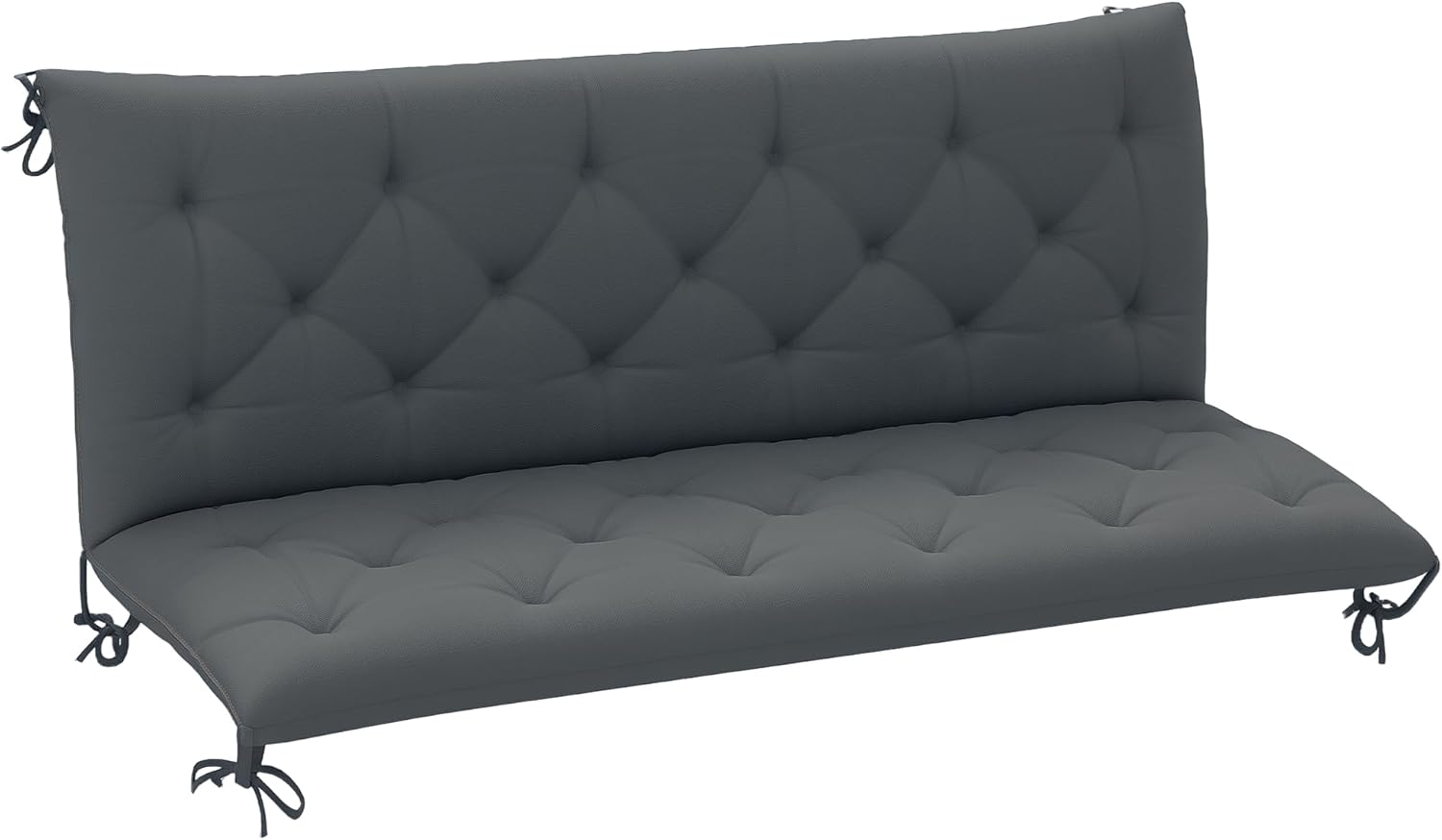 Outsunny 3 Seater Bench Cushion, Garden Chair Cushion with Back and Ties for Indoor and Outdoor Use, 98 x 150 cm, Dark Grey