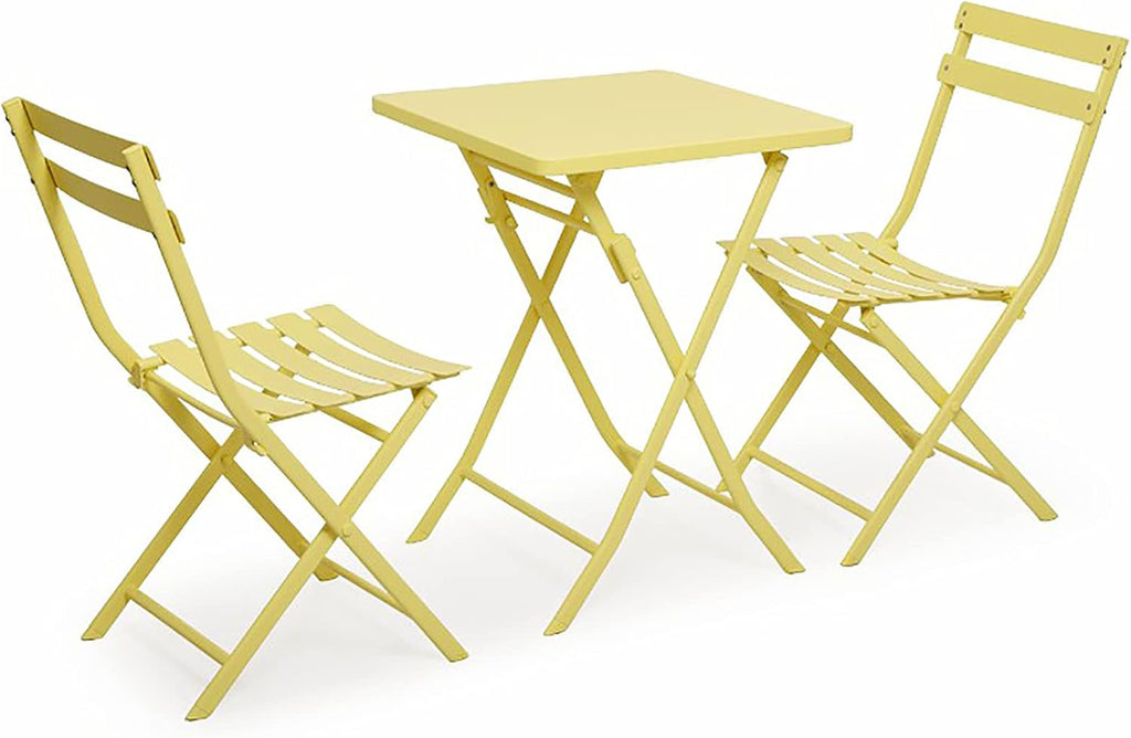 Outdoor Folding Patio Furniture Sets - 3 Piece Patio Set of Foldable Patio Table and Chairs - Metal Patio Bistro Set
