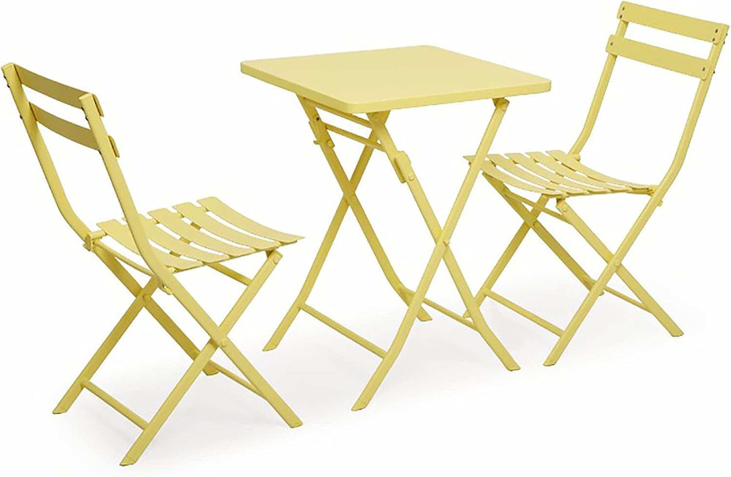 Outdoor Folding Patio Furniture Sets - 3 Piece Patio Set of Foldable Patio Table and Chairs - Metal Patio Bistro Set