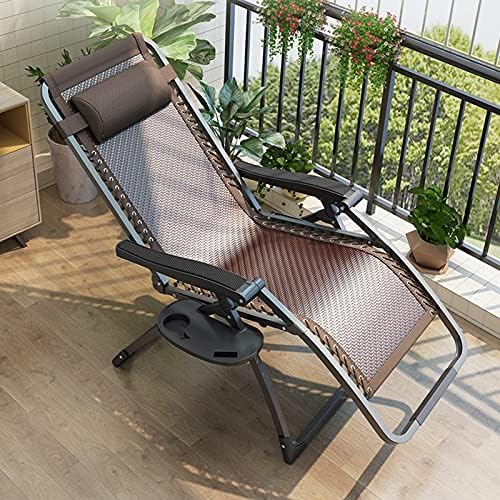 Zero Gravity Lounge Chair with Padded Seat, Adjustable Reclining Angle, Locking Mechanism, Includes Pillow & Side Cup Holder, Portable Folding Recliner, Supports Up to 350lbs (Color A)