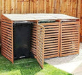 Triple Wheelie Bin Storage Hideaway Wooden Store Cover Garden Rubbish Dustbin Conceals Three (3) 240L Compartments - 2021 Model