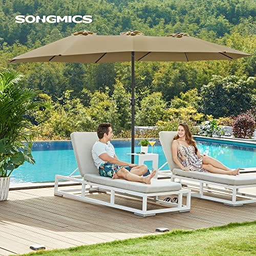 SONGMICS 460 x 270 cm Double-Sided Parasol Umbrella, Extra Large Garden Patio Parasol, Twin Sun Shade Canopy, UPF 50+ Protection, Crank, for Market Outdoor Garden Terrace, No Base