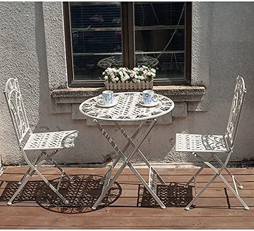 Garden Furniture Set Terrace Bistro Tables and Chairs Garden Dialogue Suit, Weather-resistant Indoor Outdoor Folding Dining Tables and Chairs, Courtyard Metal Coffee Table Seat Lawn Chair, O