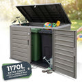 Olsen & Smith Wheelie Bin Storage Shed 1170L Extra Large XL Outdoor Garden Storage Boxes with Padlock - Plastic Shed Box Cabinet Cupboard - for 2x 230L Bins, Garden Tools, Bike Storage, Toys & More
