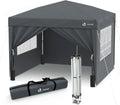 VOUNOT 3 x 3 m Folding Gazebo with 4 Side Parts, Garden Gazebo Pop Up Pavilion Tent with 4 Weight Sand Bags and Transport Bag, Grey