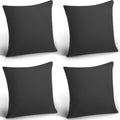 4 Pack Decorative Outdoor Waterproof Throw Pillow Covers, Square Patio Balcony Garden Waterproof Cushion Case, PU Coating Pillow Shell for Couch, Bed, Patio, Sofa, Tent,18 x 18 Inch (Black)