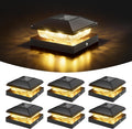 VOLISUN Solar Post Cap Lights 6 Pack, 4x4 Deck Fence Post Solar Lights Outdoor with Warm White Lighting, Waterproof Solar Lights for Vinyl/Wood Posts to Decorate Fence, Deck, Garden, Patio