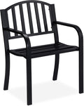 Relaxdays Garden Chair, Armchair with Armrests, Extra Wide, Modern Design, Steel Metal, HxWxD: 82 x 60 x 48.5 cm, Black