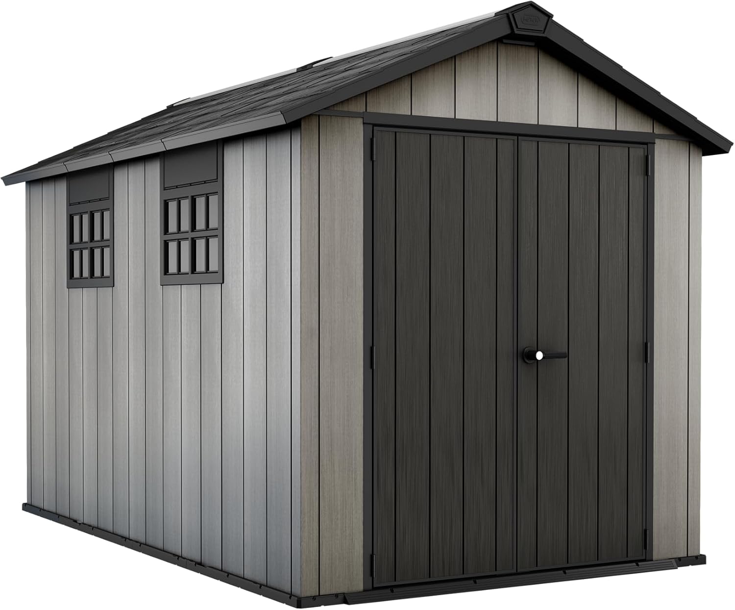 Keter Oakland Outdoor Plastic Garden Storage Shed, Grey, 7.5 x 11 feet