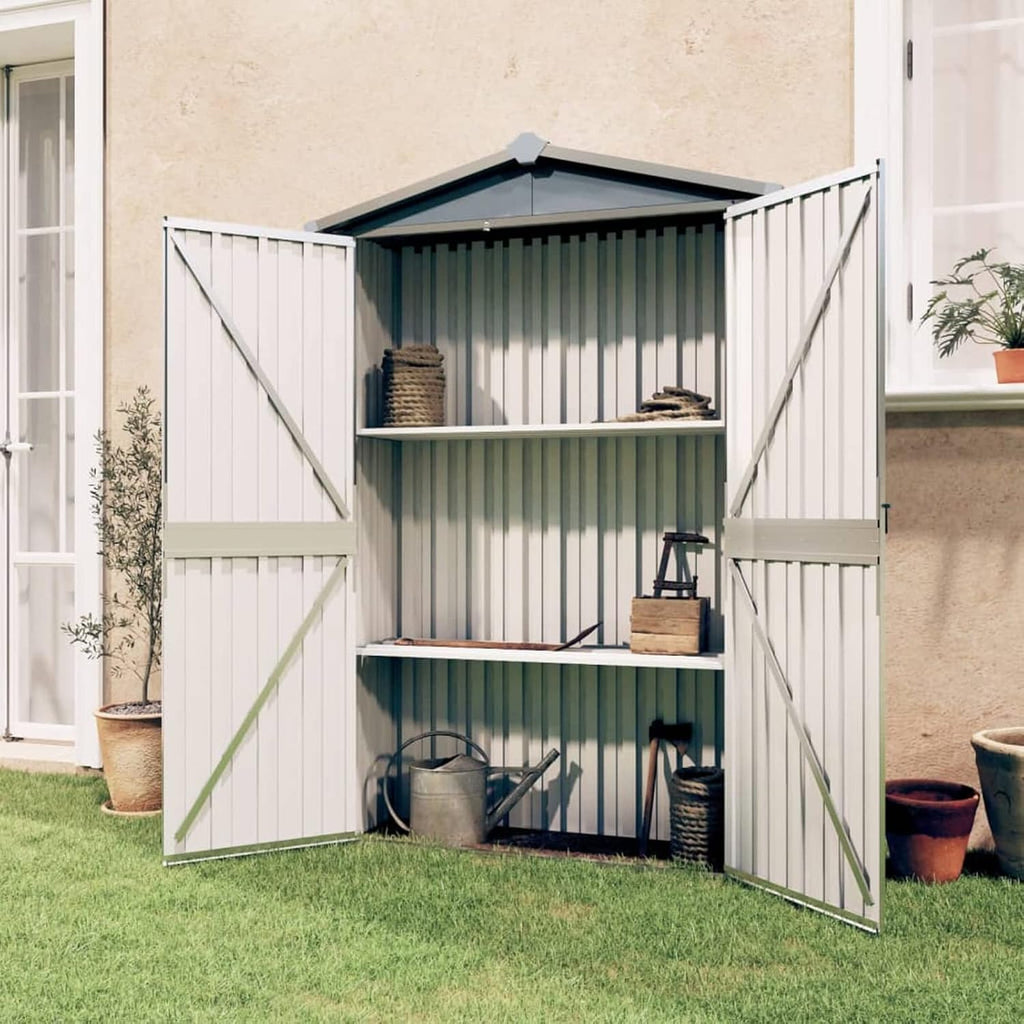 Garden Shed Grey 116x45x175 cm Galvanised Steel,Metal Garden Shed, Outdoor Galvanized Storage House