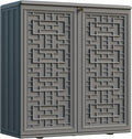 Mrosaa Indoor Outdoor Storage Cabinet Waterproof with Shelf,Plastic Storage Sheds Outdoor Cabinets for Patio/Garden/Backyard, Size 34.3''L*15''W*36.2''H（Gray）