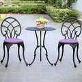 All-Weather Cast Aluminum Patio Bistro Set with Umbrella Hole, 3 Piece Outdoor Patio Furniture Sets, Bistro Table Set for Balcony, Lawn, Garden, Backyard