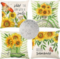 Pack of 4 Outdoor Cushion Waterproof Sunflower Cushion Covers 45x45cm Summer Garden Cushions Double sided Yellow Modern Throw Pillow Cover for Garden Patio Bench Sofa Outside Furniture 18x18inch-4975