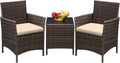 Greesum GS-3RCS8BG 3 Pieces Outdoor Patio Furniture Sets, Brown and Beige