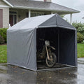 Outdoor Bike Shed, 8 x 6 ft Motorcycle Storage Shed - Storage Shed with Roll-Up Door and Ventilation Window, Waterproof and Windproof PE Tarpaulin Tool Shed, Garden, Backyard, Portable Small Shed