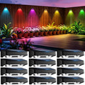 Solar Fence Lights Outdoor, 12 Pack Color-Changing Garden Lights Solar Powered IP65 Waterproof with 9 Colors & 11 Lighting Modes, Dusk to Dawn Solar Wall Lights for Fence, Patio, Deck Decor