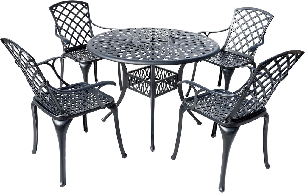 Hi-Line Gift Ltd. Timeless Beauty- Stylish Cast Aluminium Bistro Set in Black