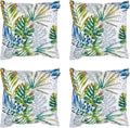 Bean Bag Bazaar Outdoor Cushions Filled, Wild Collection, Decorative Palm Print, Set of 4, 43cm x 43cm, Water Resistant, Outdoor Cushions for Garden Furniture, Garden, Patio